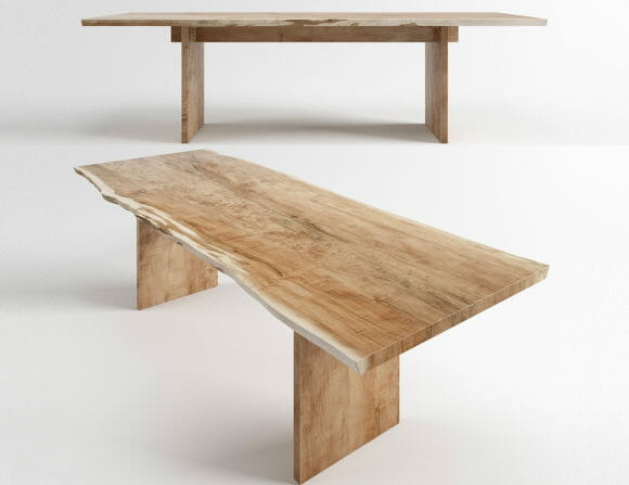Natural Wood Dining Table 3D Model