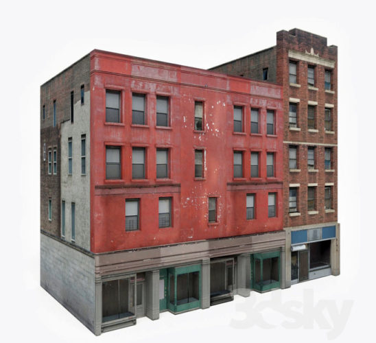 Old Apartment Building Block 3D Model