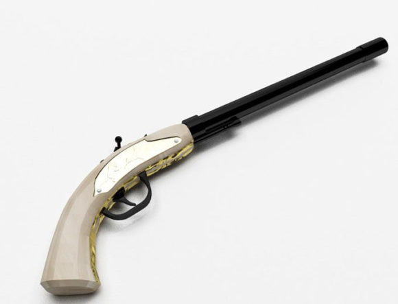 Old One Shut Pistol Gun 3D Model