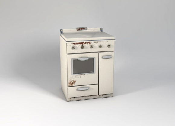 Old Used Gas Fire 3D Model