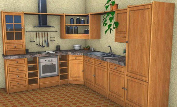 Old kitchen scene 3d model