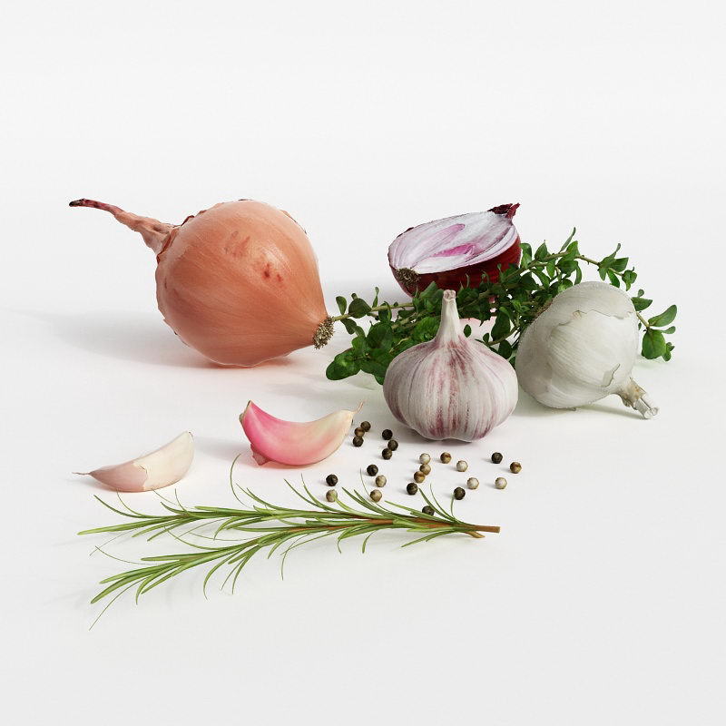 Onion and Garlic 3D Model