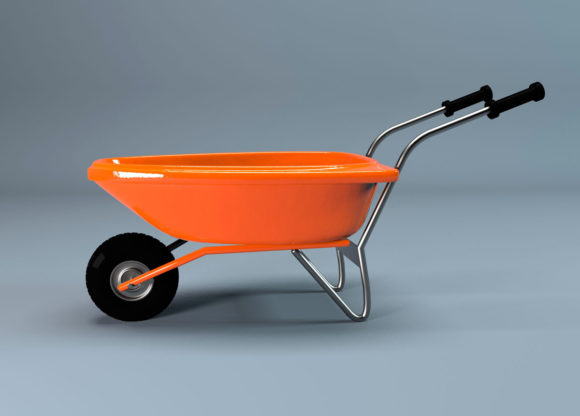 Orange Wheelbarrow 3D Model