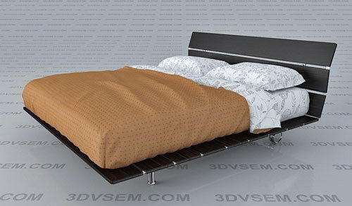 Oriental Style Double Bed 3D Model