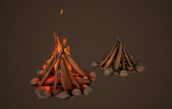 PBR Camp Fire 3D Model