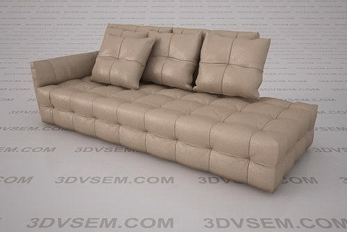 Quilted Soft Couch 3D Model
