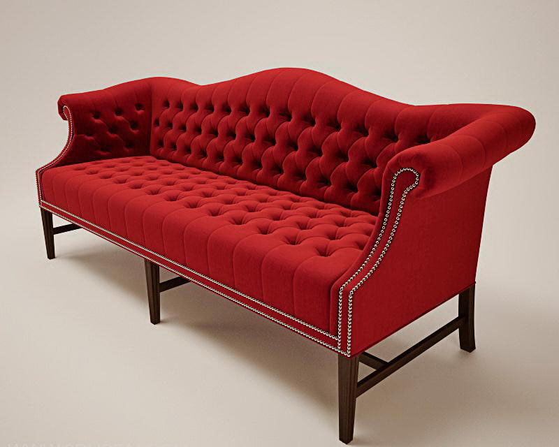 Red Triple Sofa 3D Model