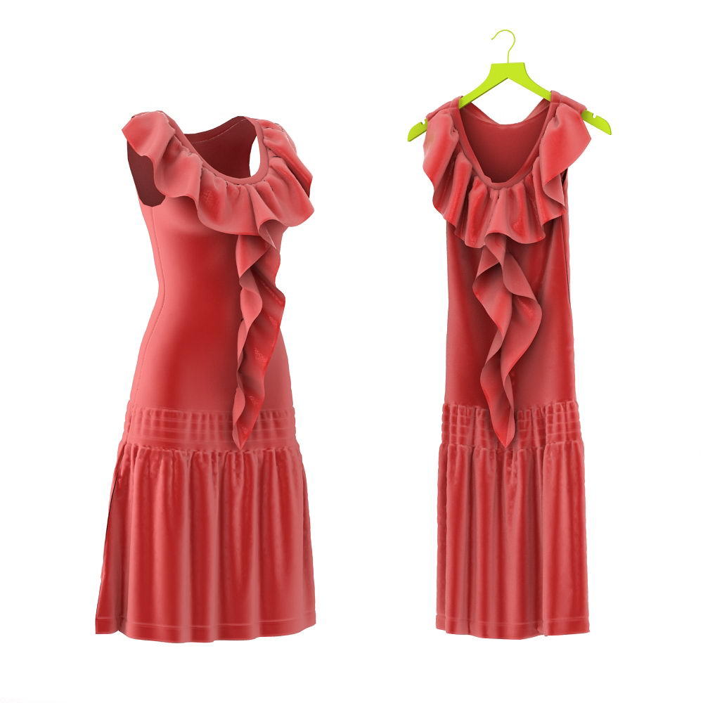 Red Woman Dress 3D Model