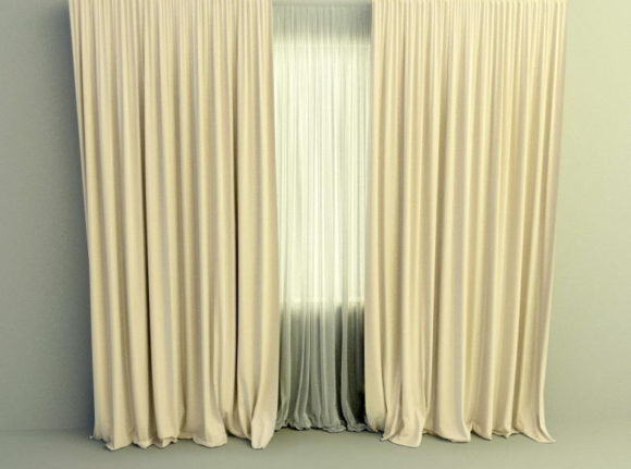 Simple Curtain With Dropes 3D Model
