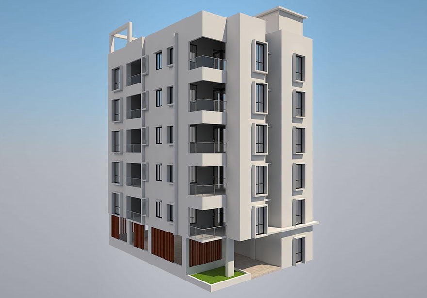 Single Apartment Building 3D Model