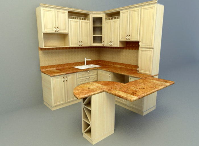 Small Corner Kitchen 3D Model Download
