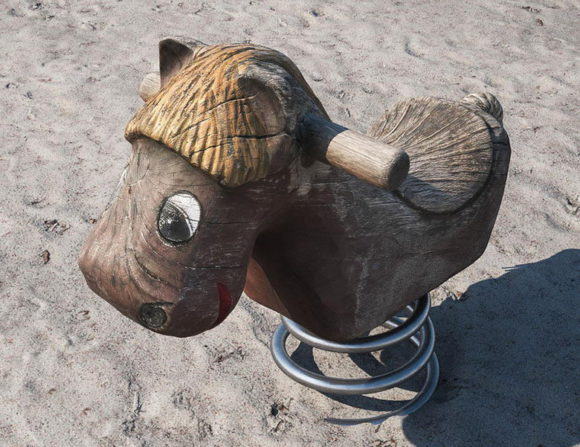 Spring Swing Wooden Horse 3D Model