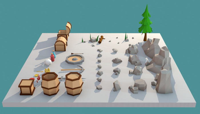 Stones And Buried Treasure Pack 3D Model