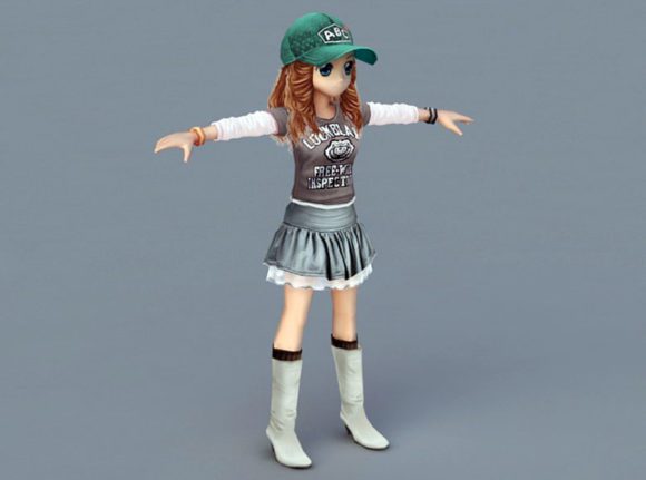 Teenage Cartoon Girl 3D Model