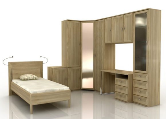Teenage Wood Furniture Set 3D Model