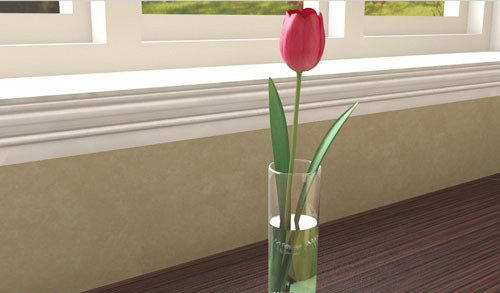 Tulip in a Glass Vase 3D Model