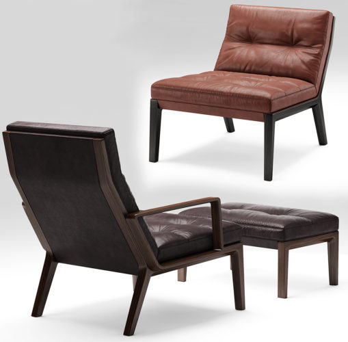 Two Types Leather Armchair 3D Model