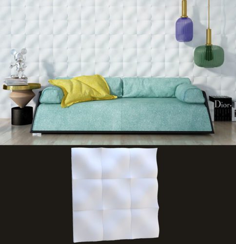 White 3D Shaped Wall Panel 3D Model