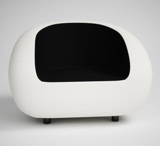 White-Black Soft Armchair 3D Model