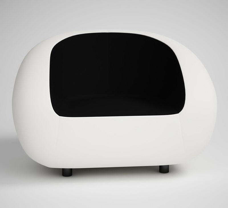 White-Black Soft Armchair 3D Model