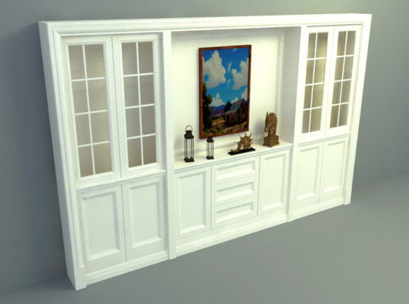  White Classic Wooden Panel 3D Model