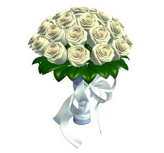 White Rose Bouquet 3D Model