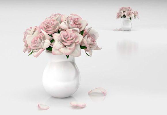 White Roses Bouquet 3D model
