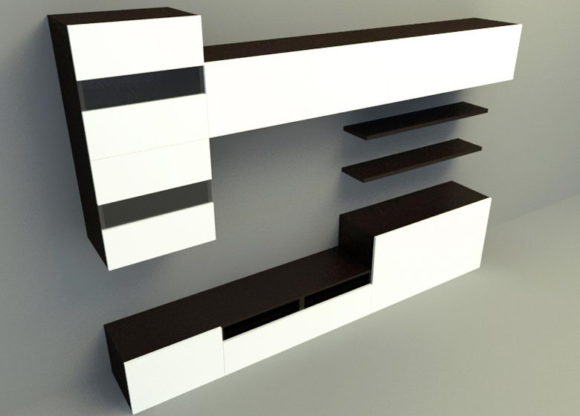 White Tv Station 3D Panel