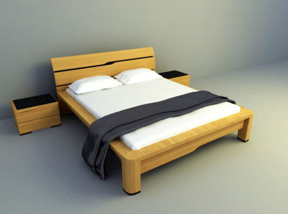  Wood Modern Bed 3D Model