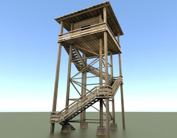  Wood Watch Tower 3D Model