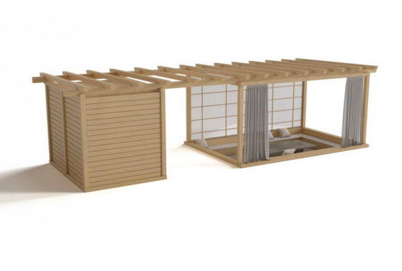  Wooden Garden Shelter 3D Model