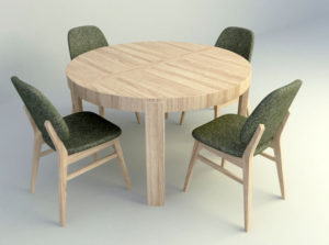 Wooden Table Set 3D Model