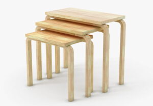 Wooden Table Set 3D Model