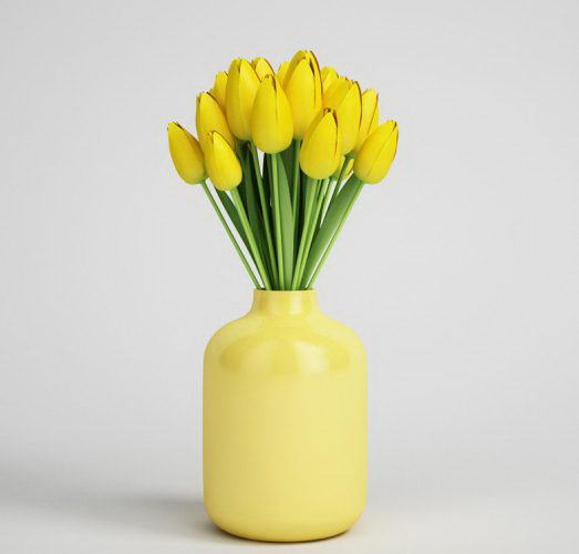 Yellow Tulips Bouquet 3D Model
