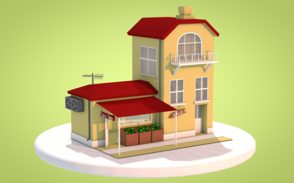 Low polly house 3d model